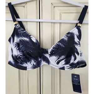 Fantasia Swim Top 36DD Carmelita French Navy‎ Palm Trees Blue White